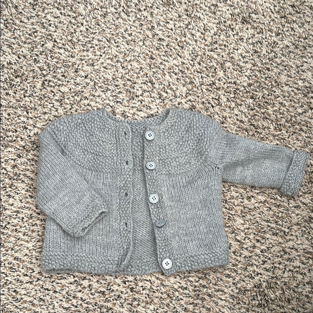 Hand knit Cozy Gray Baby Cardigan